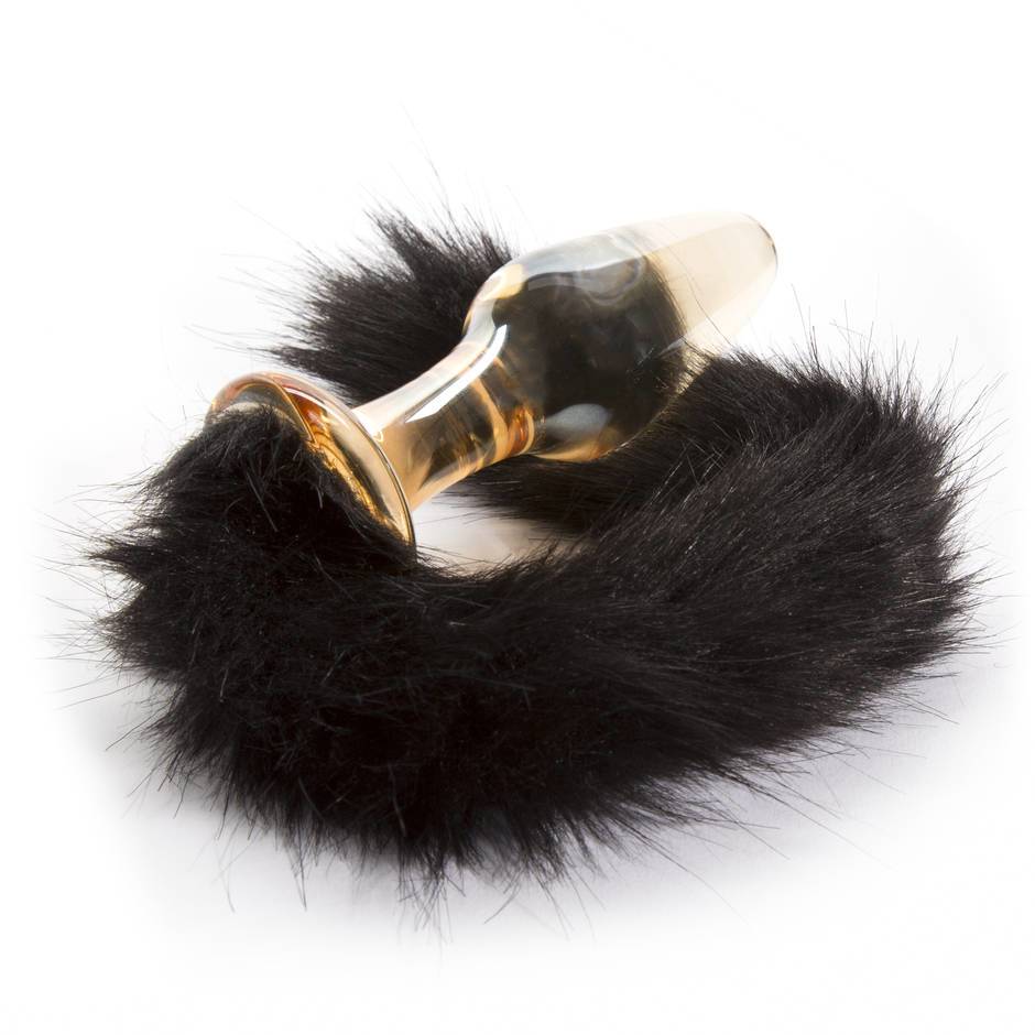 Glass Buttplug with Fake Fur Tail